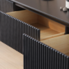 Modanio Modern Line Media Console TV Stand with Drawers & Black Metal Legs
