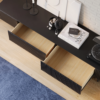 Modanio Modern Line Media Console TV Stand with Drawers & Black Metal Legs