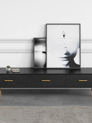 MOD-TC-06_1 Modanio Modern Black TV Stand Rectangle Media Stand Wood TV Console with 3 Drawers