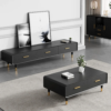 Modanio Modern Black TV Stand Rectangle Media Stand Wood TV Console with 3 Drawers