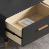 Modanio Modern Black TV Stand Rectangle Media Stand Wood TV Console with 3 Drawers
