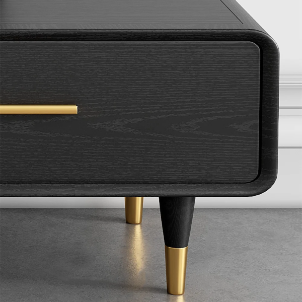 Modanio Modern Black TV Stand Rectangle Media Stand Wood TV Console with 3 Drawers