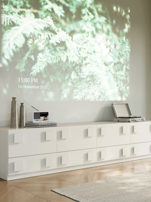 MOD-TC-07_1 Modanio Modern White Wood TV Stand with 4 Drawer Convert to Tall Media Cabinet for TV