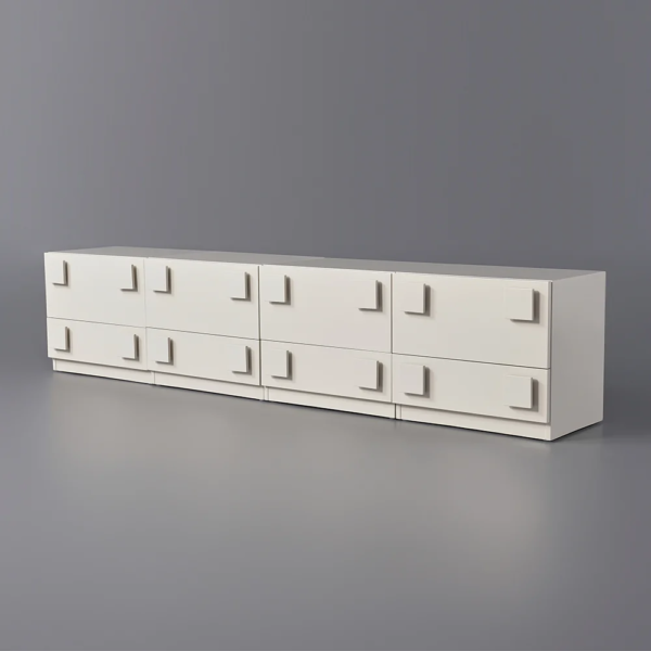Modanio Modern White Wood TV Stand with 4 Drawer Convert to Tall Media Cabinet for TV