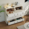 Modanio Modern White Wood TV Stand with 4 Drawer Convert to Tall Media Cabinet for TV