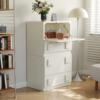 Modanio Modern White Wood TV Stand with 4 Drawer Convert to Tall Media Cabinet for TV