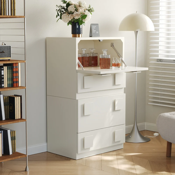 Modanio Modern White Wood TV Stand with 4 Drawer Convert to Tall Media Cabinet for TV