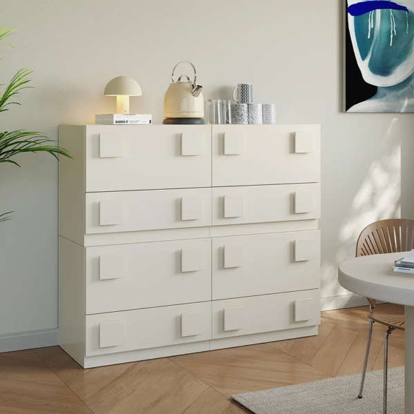 Modanio Modern White Wood TV Stand with 4 Drawer Convert to Tall Media Cabinet for TV