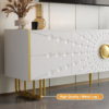 Modanio Art Deco White TV Console with 4 Doors & 6 Shelves with Accent Gold Handle