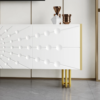 Modanio Art Deco White TV Console with 4 Doors & 6 Shelves with Accent Gold Handle