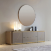 Modanio Luxe Grey & Gold TV Console with Drawer and Open Shelving