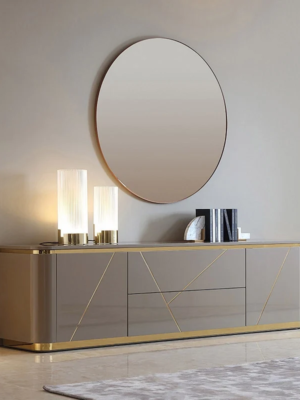 Modanio Luxe Grey & Gold TV Console with Drawer and Open Shelving