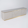 Modanio Luxe Grey & Gold TV Console with Drawer and Open Shelving