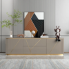Modanio Luxe Grey & Gold TV Console with Drawer and Open Shelving