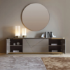 Modanio Luxe Grey & Gold TV Console with Drawer and Open Shelving