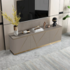Modanio Luxe Grey & Gold TV Console with Drawer and Open Shelving