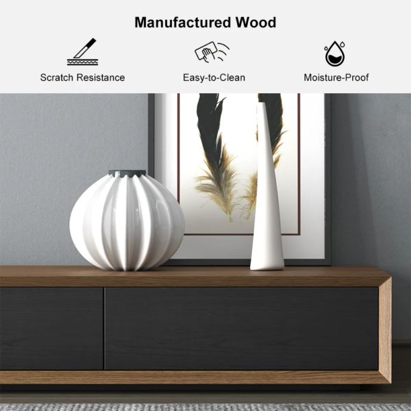 Modanio Modern Walnut TV Console Rectangle Media Stand Walnut TV Console with 3 Drawers
