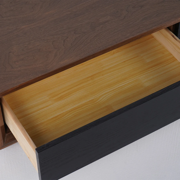 Modanio Modern Walnut TV Console Rectangle Media Stand Walnut TV Console with 3 Drawers