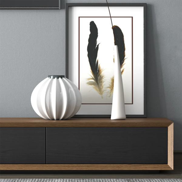 Modanio Modern Walnut TV Console Rectangle Media Stand Walnut TV Console with 3 Drawers