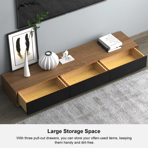 Modanio Modern Walnut TV Console Rectangle Media Stand Walnut TV Console with 3 Drawers
