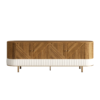 Modanio Wovent Mid-Century Modern Walnut Wood Tall TV Console with Storage