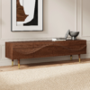 Modanio Lake Mid Century TV Stand with Wavy Design Walnut Storage 4 Drawer