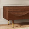 Modanio Lake Mid Century TV Stand with Wavy Design Walnut Storage 4 Drawer