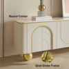 Modanio Modern Off White TV Console with Marble Top, Wood 4 Doors with 2 Shelves Media Console