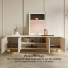 Modanio Modern Off White TV Console with Marble Top, Wood 4 Doors with 2 Shelves Media Console