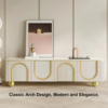Modanio Modern Off White TV Console with Marble Top, Wood 4 Doors with 2 Shelves Media Console