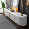 Modanio Gline Modern Oval TV Unit White Marble Top with Drawers & Storage