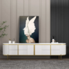 Modanio Gline Modern Oval TV Unit White Marble Top with Drawers & Storage
