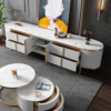 Modanio Gline Modern Oval TV Unit White Marble Top with Drawers & Storage