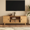 Modanio Natural Wood Mid Century TV Stand with Storage