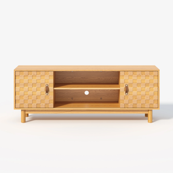 Modanio Natural Wood Mid Century TV Stand with Storage