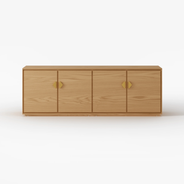Modanio Natural Wood Tall TV Stand with Storage