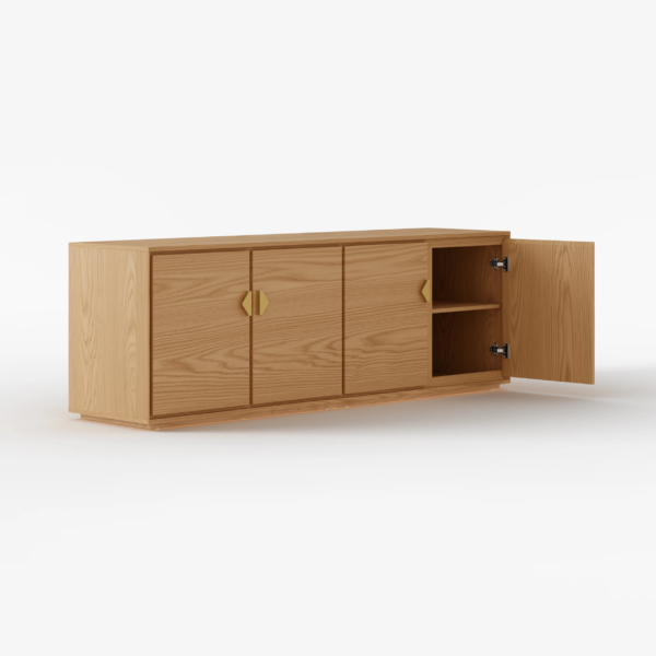 Modanio Natural Wood Tall TV Stand with Storage