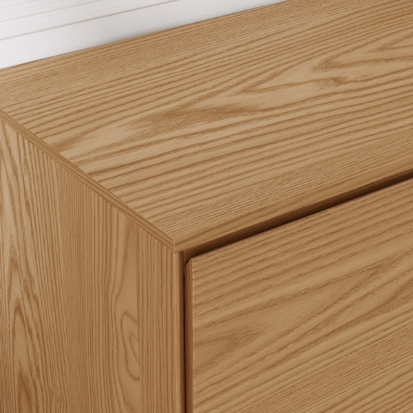 Modanio Natural Wood Tall TV Stand with Storage