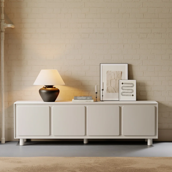 Modanio Modern White Rectangle Tall TV Stand with Storage - Modanio