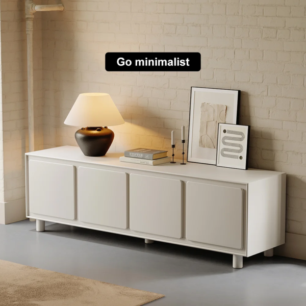 Modanio Modern White Rectangle Tall TV Stand with Storage - Modanio
