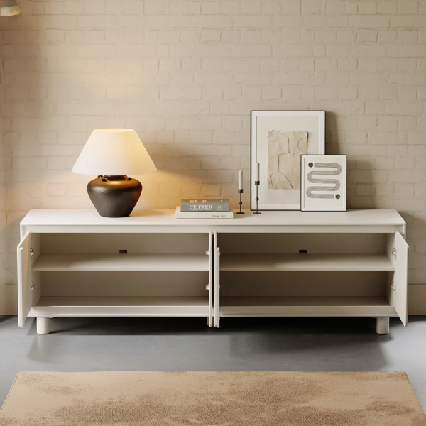 Modanio Modern White Rectangle Tall TV Stand with Storage - Modanio