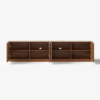 Modanio Ash Wood Slatted Walnut TV Console with Italian Marble Top - Modanio