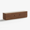 Modanio Ash Wood Slatted Walnut TV Console with Italian Marble Top - Modanio