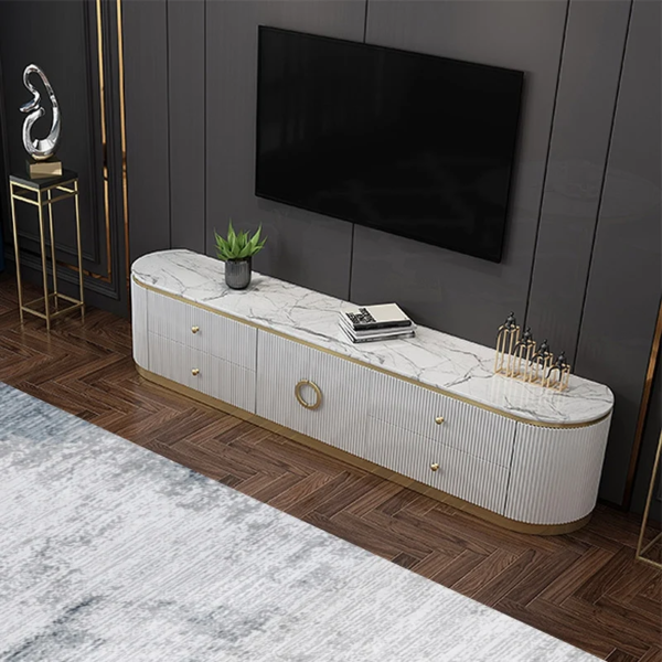 Modanio Plalue Modern White TV Console with 4 Drawers - Modanio