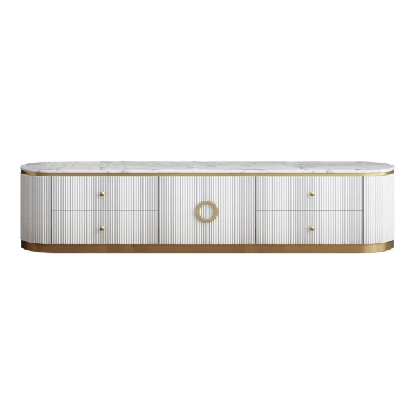 Modanio Plalue Modern White TV Console with 4 Drawers - Modanio