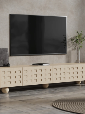 MOD-TC-21_1 Modanio Whitewash Wood TV Console with Storage - Modanio