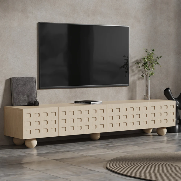 Modanio Whitewash Wood TV Console with Storage - Modanio