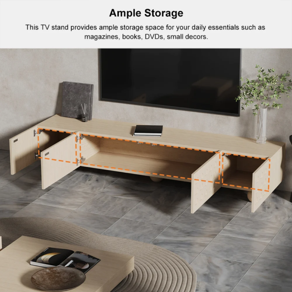 Modanio Whitewash Wood TV Console with Storage - Modanio