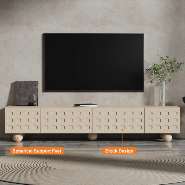 Modanio Whitewash Wood TV Console with Storage - Modanio