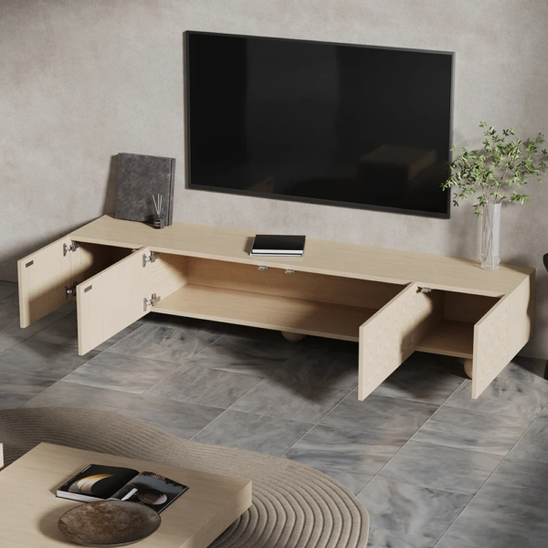 Modanio Whitewash Wood TV Console with Storage - Modanio